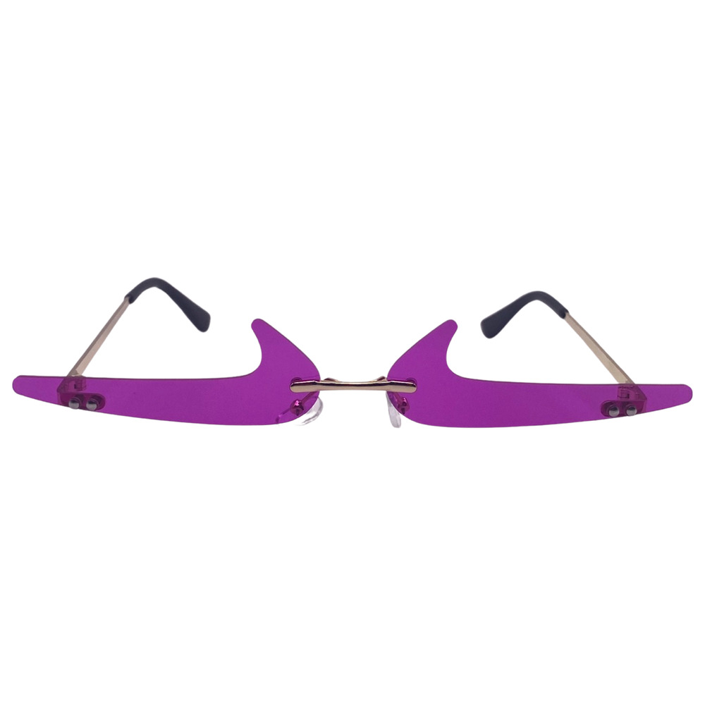 6170 | Purple Backward Checkmark Novelty Rimless Sunglasses